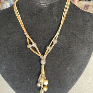 Beautiful sterling & multi-colored pearl necklace